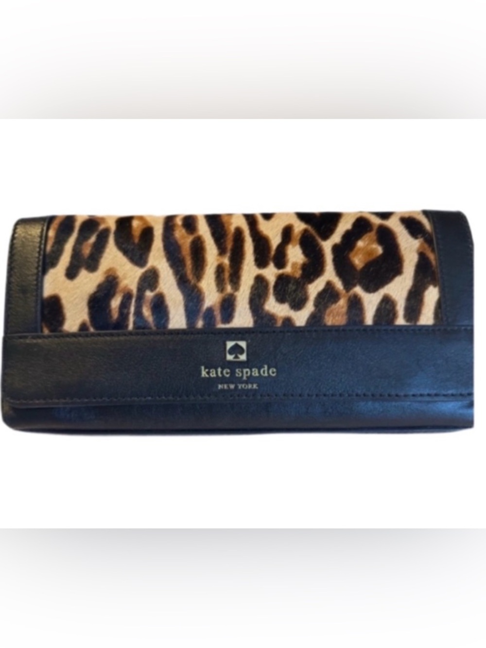Kate Spade Keira Perri Lane Calf Hair Leather Clutch. 
Animal Print. Leopard.